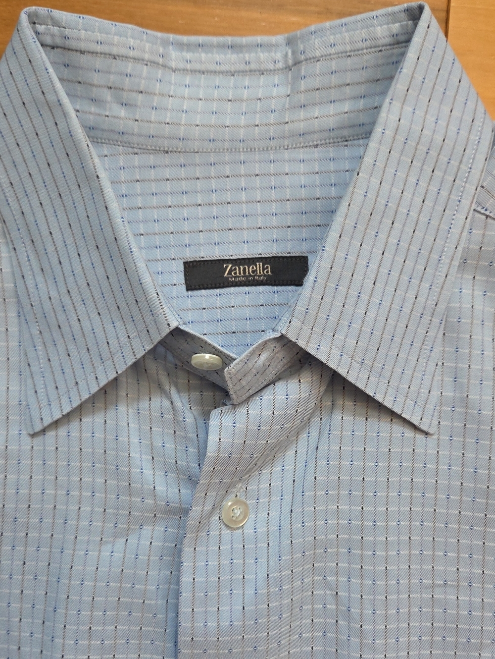 Zanella Light Blue Micro-Check Men's Dress Shirt Large1